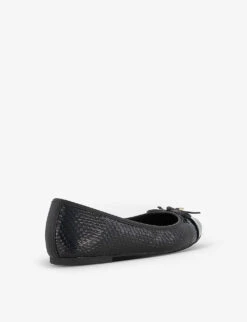 Dune Hallo Charm-embellished Mock-reptile Leather Ballet Pumps -Dune Shop R04184036 BLACKSYNTHETICREPTILE ALT03