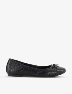 Dune Hallo Charm-embellished Mock-reptile Leather Ballet Pumps