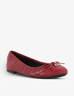 Dune Hallo Charm-embellished Mock-croc Leather Ballet Pumps -Dune Shop R04184624 REDCROCSYNTHETIC ALT02
