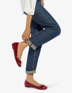 Dune Hallo Charm-embellished Mock-croc Leather Ballet Pumps -Dune Shop R04184624 REDCROCSYNTHETIC ALT04