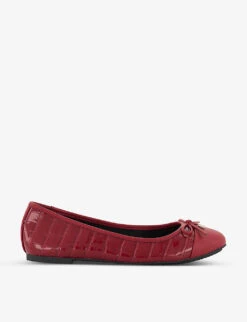 Dune Hallo Charm-embellished Mock-croc Leather Ballet Pumps