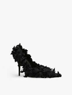 Balenciaga Marie-Antoinette Bow-embellished Satin Courts -Dune Shop R04185383 BLACK ALT02