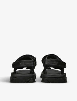 Balenciaga Tourist Logo-patch Faux-leather Sandals -Dune Shop R04185387 BLACK ALT03