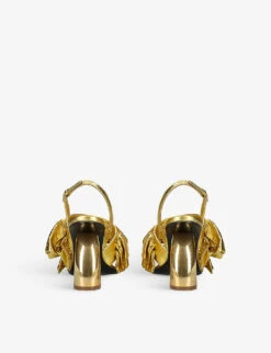 Dries Van Noten Ruffled Leather Heeled Sandals -Dune Shop R04186099 GOLD ALT03