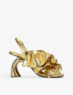 Dries Van Noten Ruffled Leather Heeled Sandals