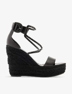 Christian Louboutin Chocazeppa 120 Spike-embellished Leather Wedge Espadrilles