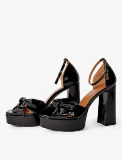 Maje Fraknot Platform Patent Leather Sandals -Dune Shop R04189997 NOIRGRIS ALT02