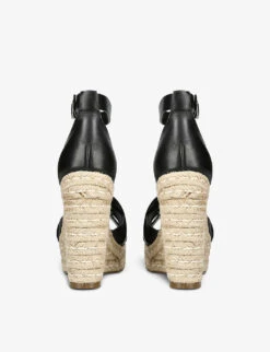 Steve Madden Sivian Leather Wedged Sandals -Dune Shop R04190834 BLACK ALT03