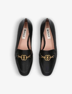 Bally Obrien Chain-embellished Leather Loafers -Dune Shop R04191891 BLACK ALT01