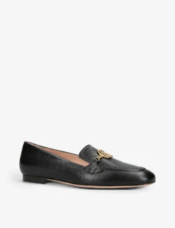 Bally Obrien Chain-embellished Leather Loafers -Dune Shop R04191891 BLACK ALT02