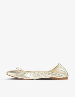 Trilly Metallic Leather Ballerina Flats -Dune Shop R04195140 GOLCHAMPAGNE ALT02