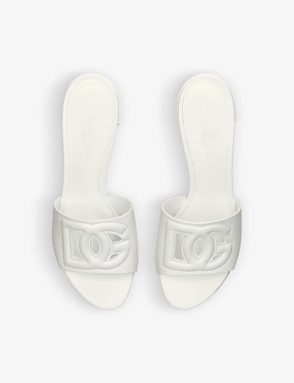 Dolce & Gabbana Bianca Logo-embossed Leather Heeled Mules 4 Dolce & Gabbana Bianca Logo-embossed Leather Heeled Mules - Image 2