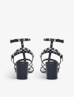 Valentino Garavani Rockstud Leather Heeled Sandals -Dune Shop R04195435 BLACK ALT03