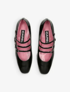 Arianna Triple-strap Patent-leather Mary Jane Flats -Dune Shop R04197335 BLACK ALT01