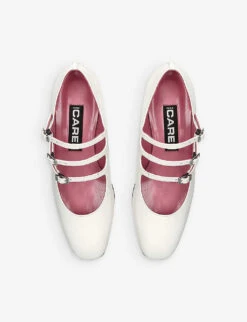 Arianna Triple-strap Patent-leather Mary Jane Flats -Dune Shop R04197336 WHITE ALT01