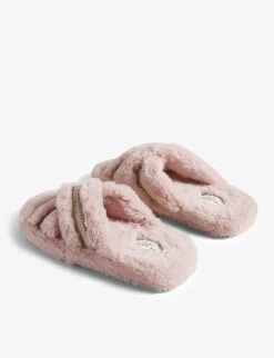 Ted Baker Topply Cross-over Faux-fur Slippers -Dune Shop R04207678 DUSKYPINK ALT02