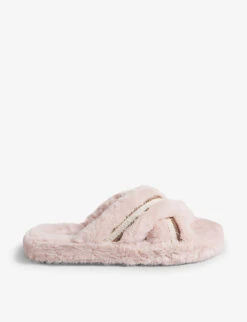 Ted Baker Topply Cross-over Faux-fur Slippers
